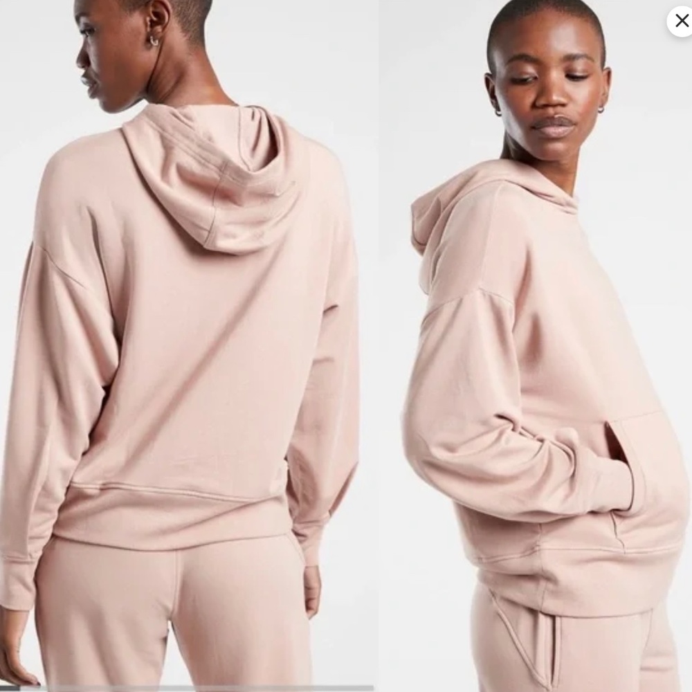 ATHLETA WOMEN'S MOCHA LATTE LONG SLEEVE BALANCE HOODIE SWEATSHIRT Size Small